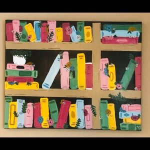 Cost Corner, Bookshelf Painting + Greenery Detail